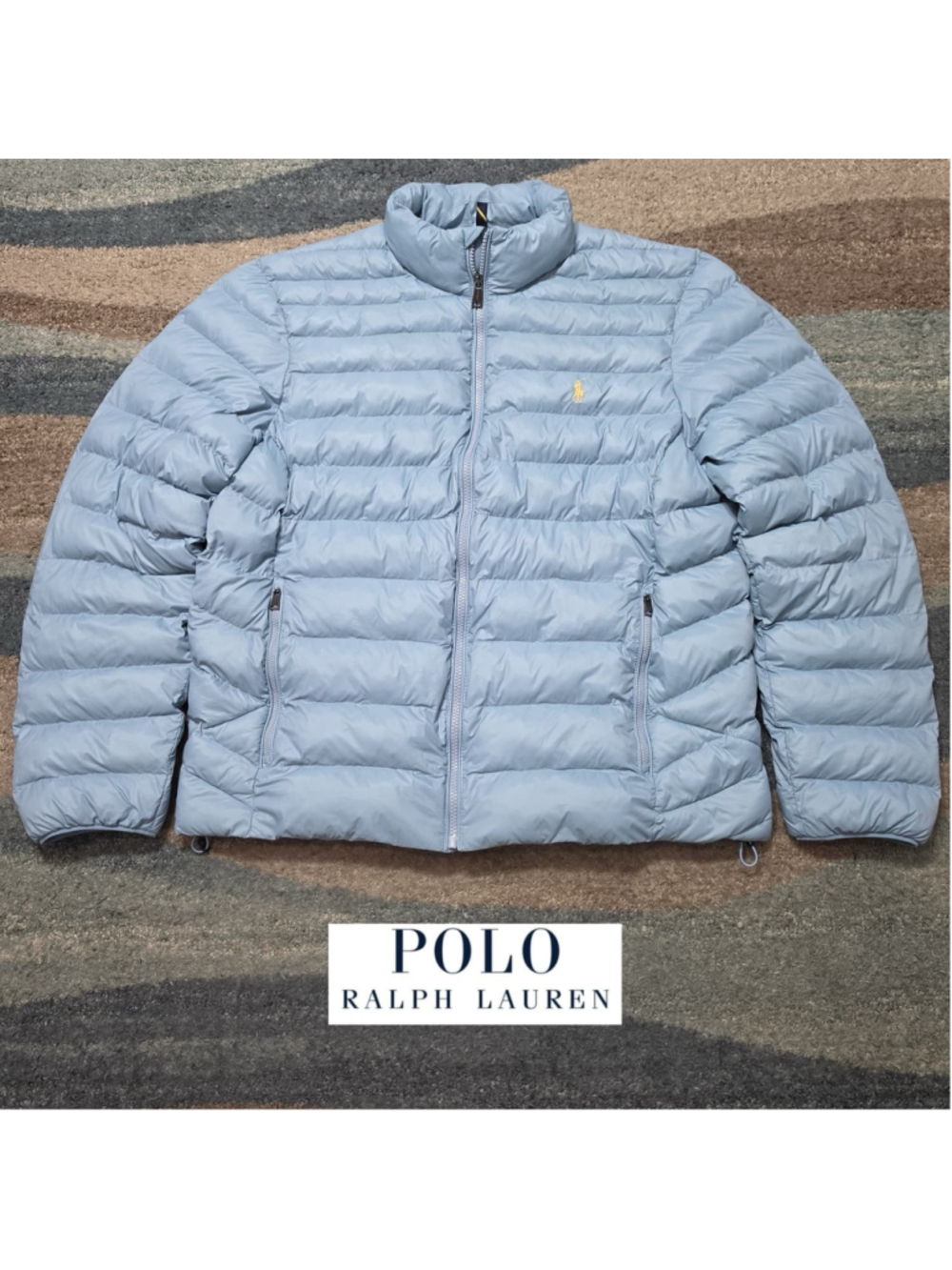Polo Ralph Lauren Puffer Jacket XL Blue Lightweight Quilted Full Zip Coat